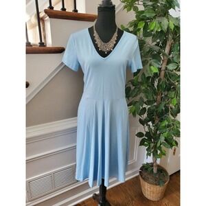 Fensace Women's Navy Blue Cotton V-Neck Sleeveless Knee Length Dress Size Large